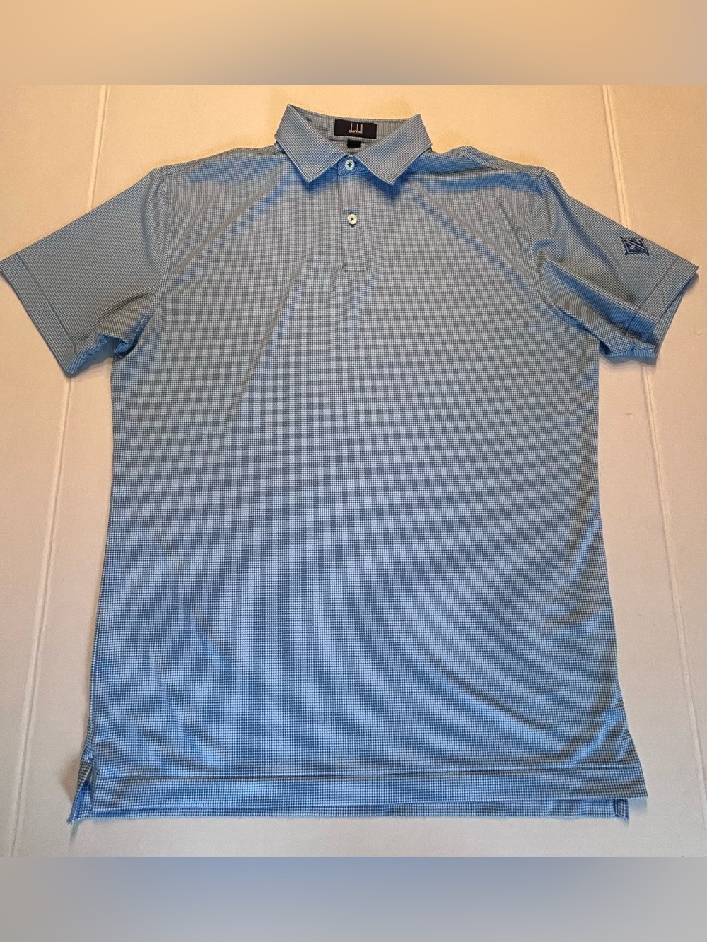 Dunhill Men’s Blue White Check Golf Polo Interlachen Country Club Size Small